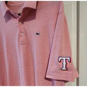 VINEYARD VINES TEXAS RANGERS POLO MENS XL PINK EDGARTOWN MLB EMBROIDED SOFT EUC
